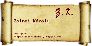 Zolnai Károly névjegykártya